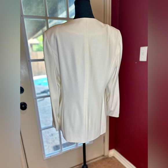 Kasper A.S.L. Petite Ivory Dress Blazer Jacket 12P Asymmetrical Button Front - Picture 2 of 10